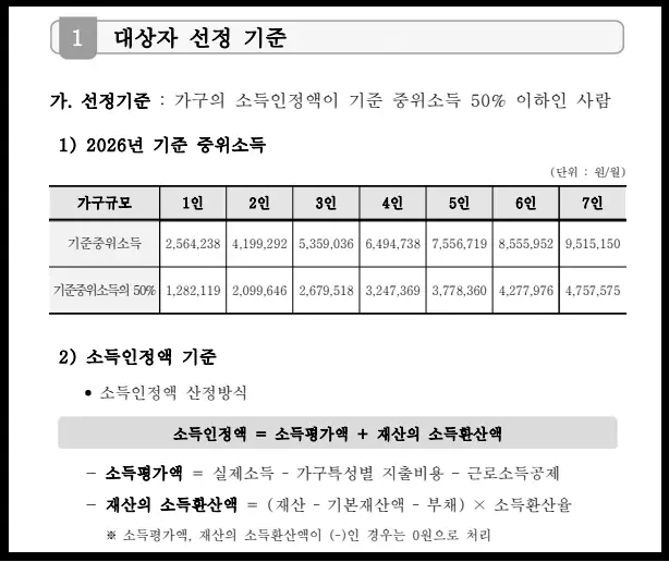 2026년 차상위계층 선정 기준