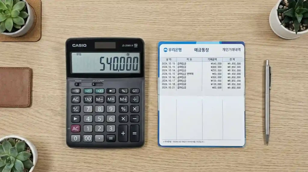 은행별 청년미래적금 우대금리 차이로 발생하는 이자 54만 원을 계산한 화면.