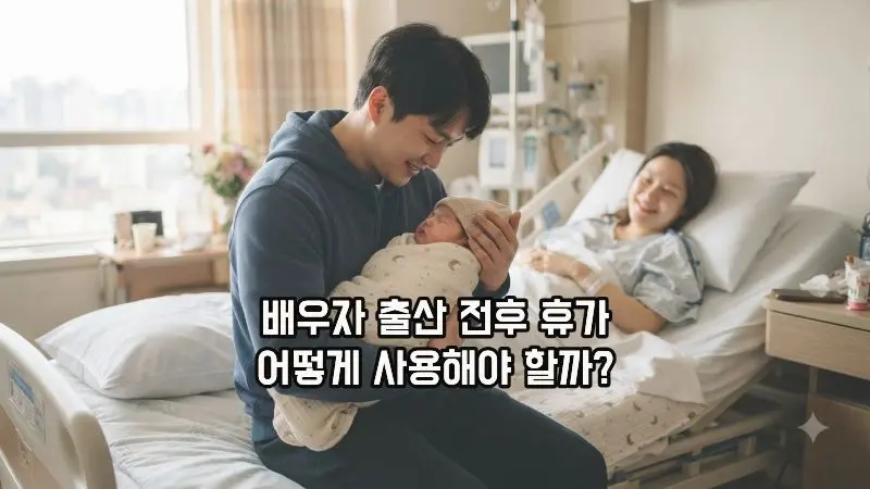 배우자 출산휴가를 사용하는 아빠가 신생아를 안고 있는 모습